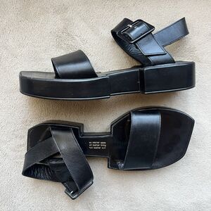 Robert Clergie Paris Black Leather Platform Chunky Sandal Women‎ EU 36.5 US 6